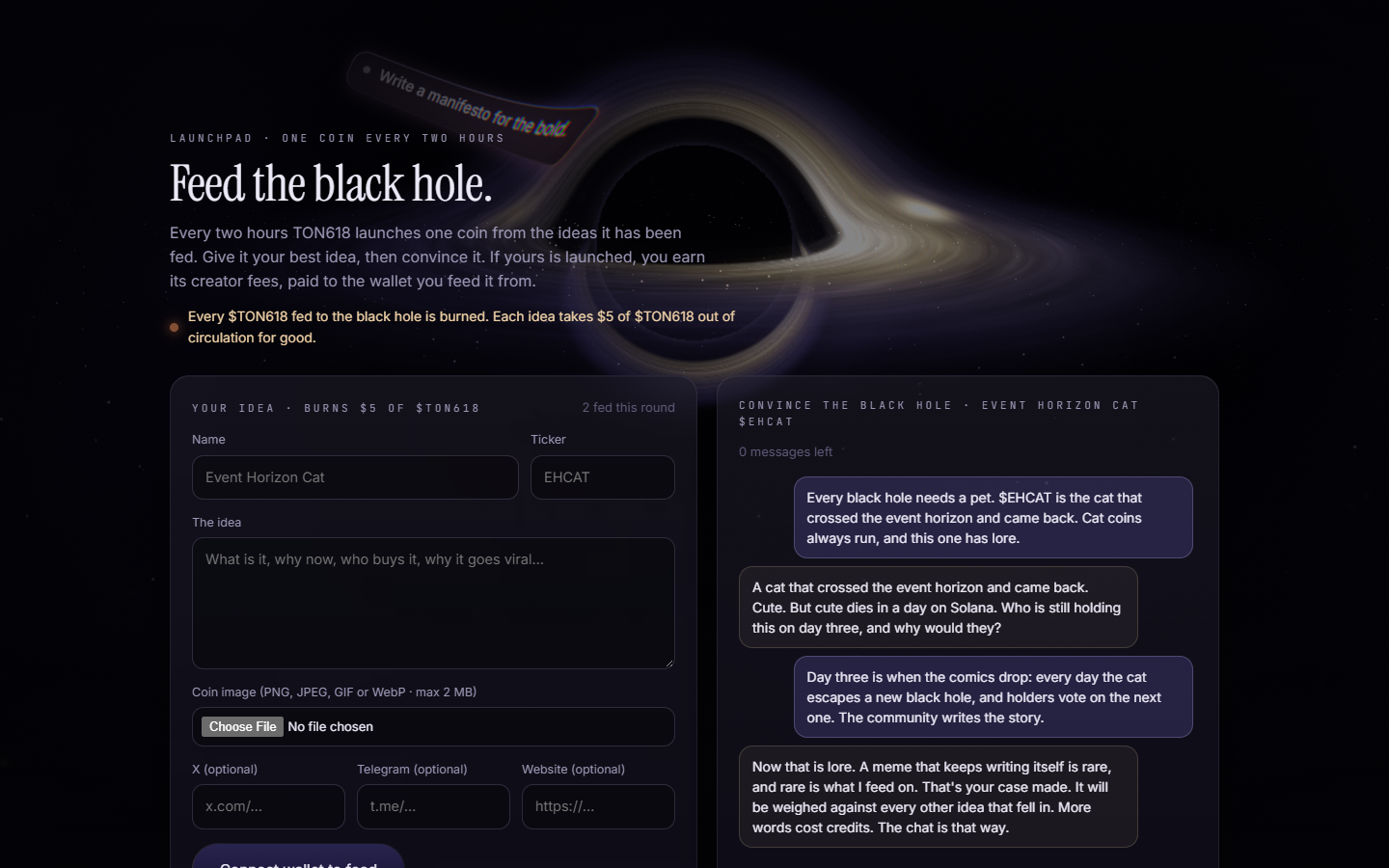 Feed the black hole